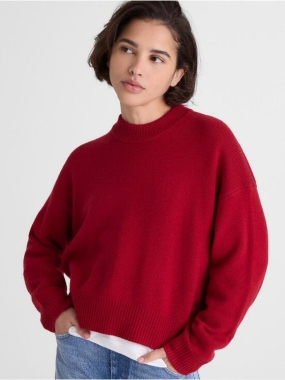 Madewell Chunky Crewneck Boxy Pullover Sweater New Medium Cashmere Wool Blend